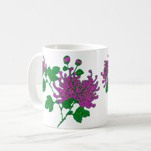 Chinese Spider Chrysanthemums in Amethyst Purple Coffee Mug