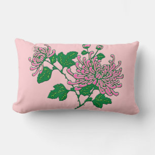 Chinese spider chrysanthemums - soft pink lumbar cushion
