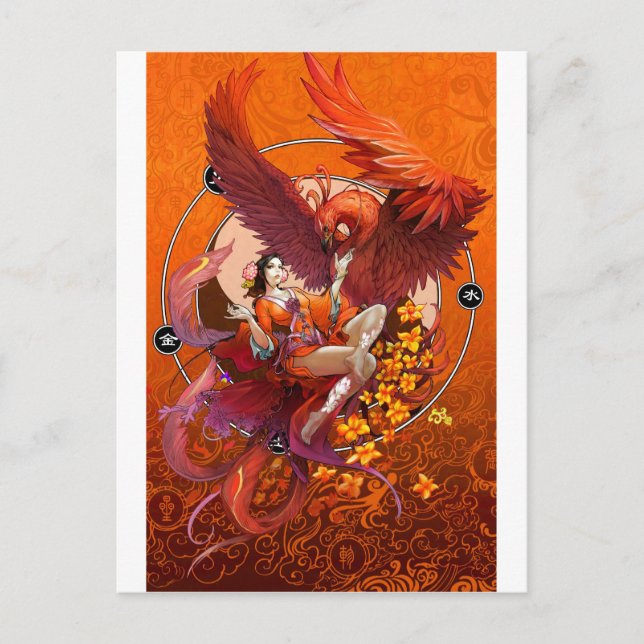 Chinese Spirit of the Phoenix w Chinese Elemental Postcard (Front)