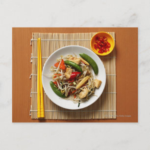 Chinese stir fried vegetables with chillies postcard