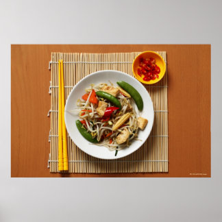 Chinese stir fried vegetables with chillies poster