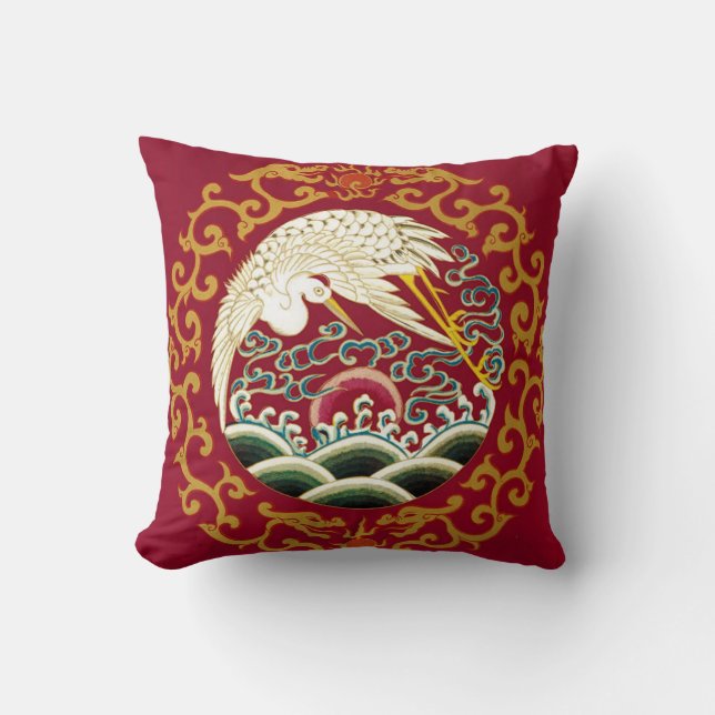 Chinese Stork & Dragon Design Cushion (Front)