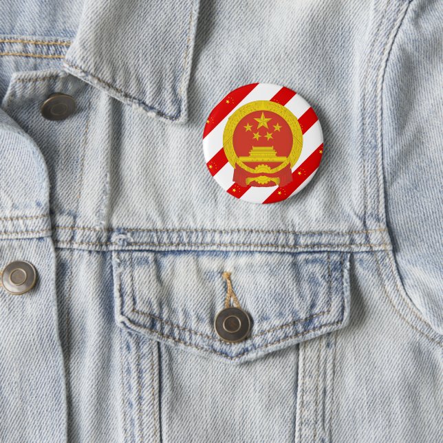 Chinese stripes flag 6 cm round badge (In Situ)