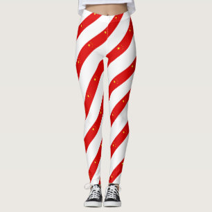 Chinese stripes flag leggings