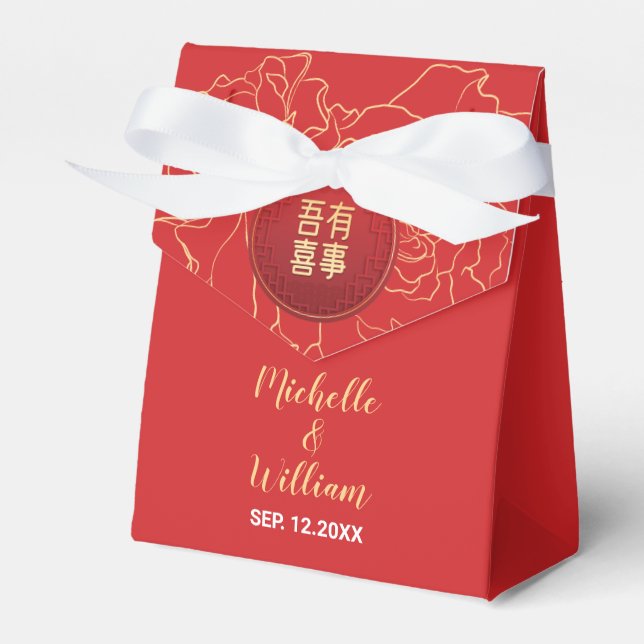 Chinese style weeding favour box (Front Side)