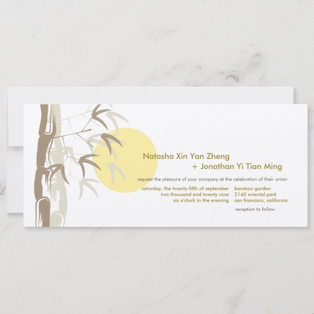 Chinese Sunrise Bamboo Nature Tropical Wedding Invitation (Front)