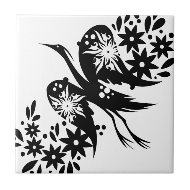 Chinese swirl floral design ceramic tile (Front)