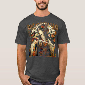Chinese Sword Fighter in an Art Deco Style T-Shirt