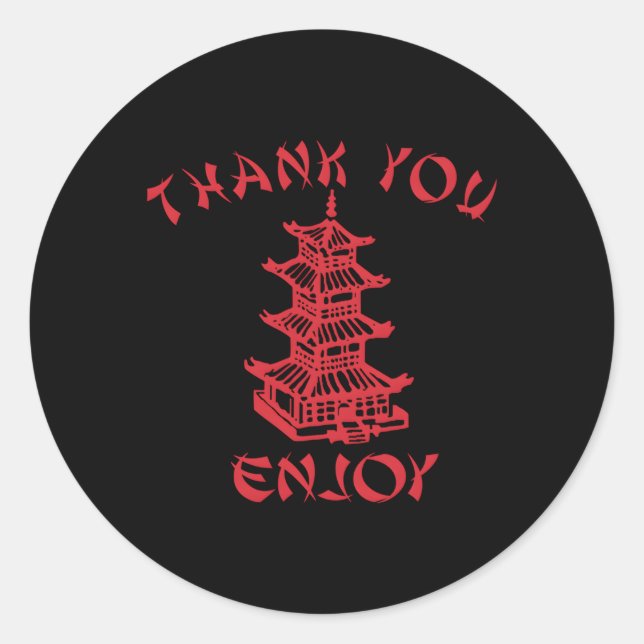 Chinese Takeaway Food Thank You Enjoy Asian Classic Round Sticker (Front)
