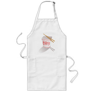 CHINESE TAKEOUT FOOD AND CHOPSTICKS LONG APRON