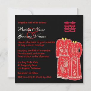 Chinese Tang Suits Double Happiness Wedding Invite
