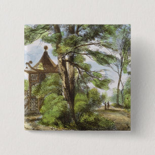 Chinese Temple, Kew Gardens, plate 13 from 'Kew Ga 15 Cm Square Badge