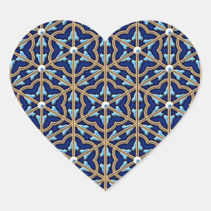 Chinese tiled floral pattern heart sticker