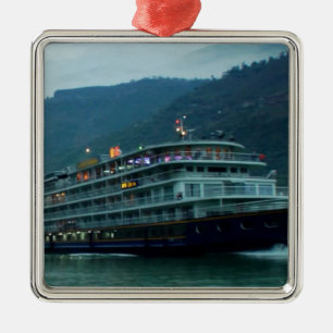 Chinese tourist boat in river Yangtz Metal Ornament