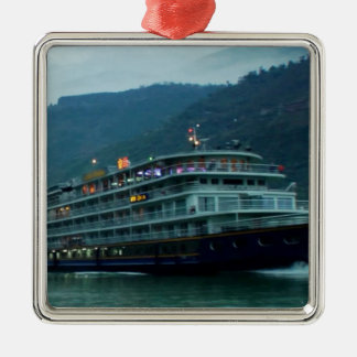 Chinese tourist boat in river Yangtz Metal Ornament