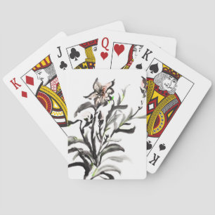 Chinese traditional ink painting flowers playing cards