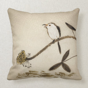 Chinese traditional ink painting with birds cushion