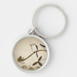 Chinese traditional ink painting with birds key ring