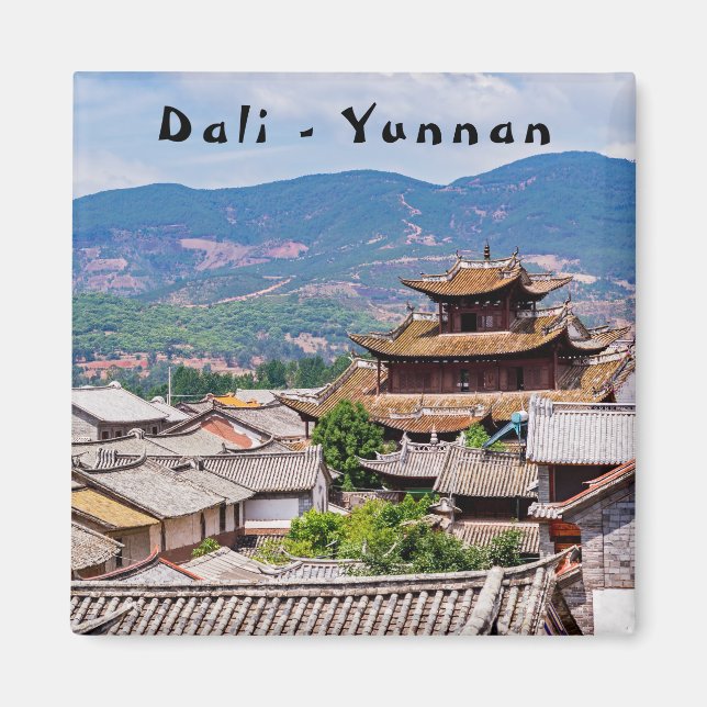 Chinese Traditional Tiled roofs, Dali,Yunnan,China Magnet (Front)