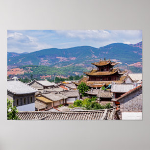 Chinese Traditional Tiled roofs, Dali,Yunnan,China Poster