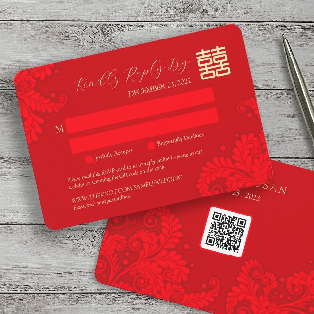 Chinese Traditional Wedding RSVP with QR Code (Creator Uploaded)