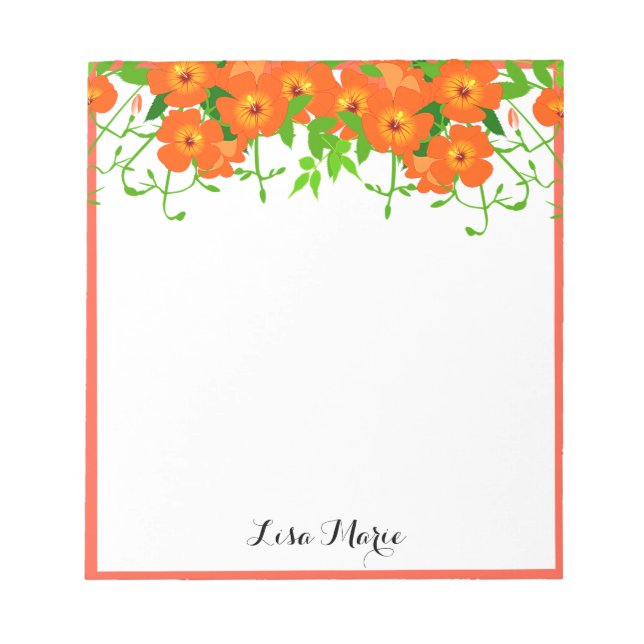 Chinese Trumpet Vine Personalised Notepad (Front)