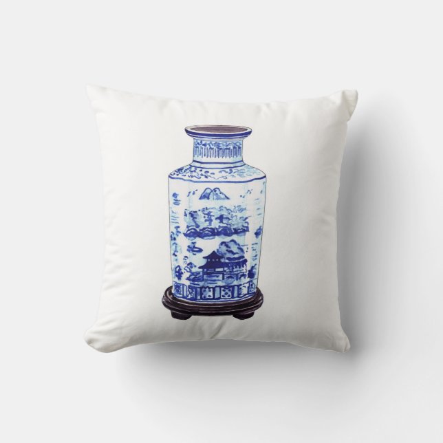 CHINESE VASE ON WHITE PILLOW (Front)