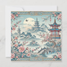 Chinese vintage blue Tile Card 