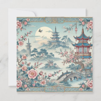 Chinese vintage blue Tile Card