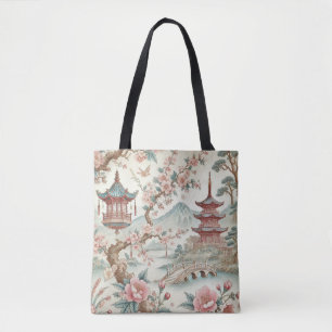 Chinese vintage toile tote bag