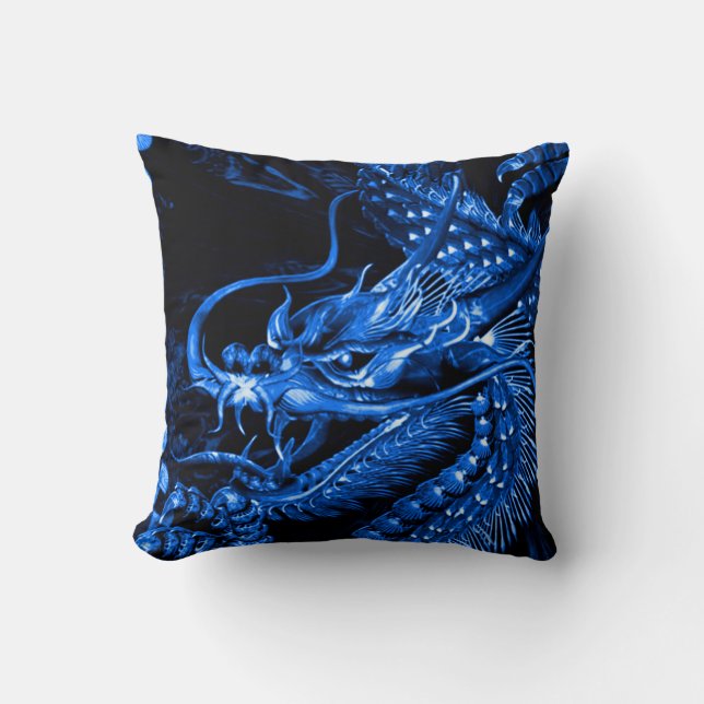 Chinese Water Dragon Art Throw Pillow (Front)