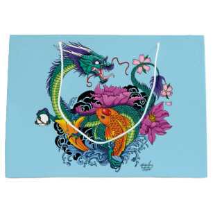 Chinese Water Dragon Koi Fish Large Gift Bag