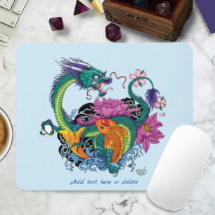 Chinese Water Dragon Koi Fish Mouse Pad