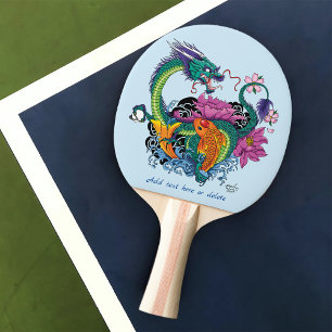 Chinese Water Dragon Koi Fish  Ping Pong Paddle