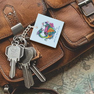 Chinese Water Dragon Koi Fish QR code Key Ring
