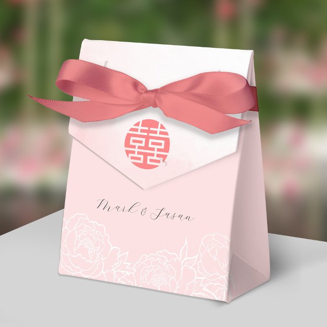 Chinese Watercolor Peonies Wedding Favour Box (Creator Uploaded)