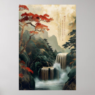 Chinese Waterfall Wall Art Print – Traditional