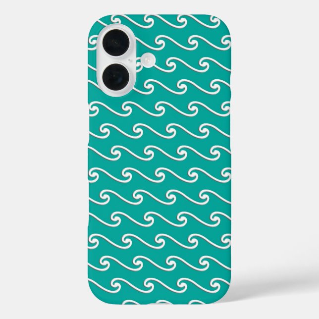 Chinese wave pattern - white on peacock blue Case-Mate iPhone case (Back)