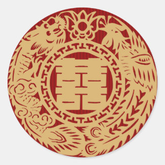 Chinese wedding double happiness red stickers
