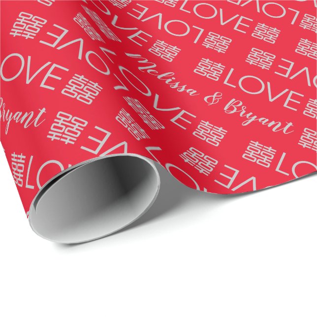 Chinese Wedding Double Happiness Wrapping Paper (Roll Corner)