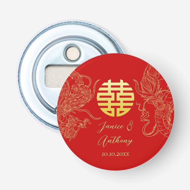 Chinese wedding dragon and phoenix bottle opener (Front)