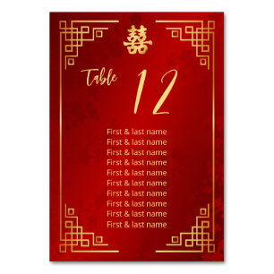 Chinese Wedding Guest Names Table Number