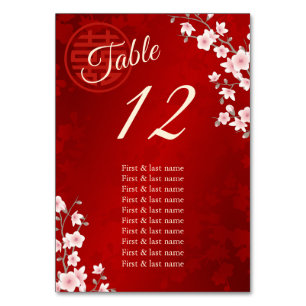 Chinese Wedding Guest Names Table Number