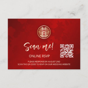 Chinese Wedding QR Code RSVP Online Enclosure Card