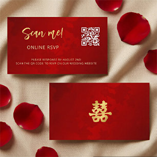 Chinese Wedding QR Code RSVP Online Enclosure Card