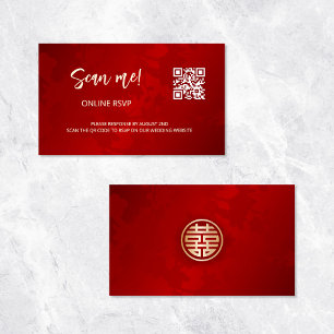 Chinese Wedding QR Code RSVP Online Enclosure Card