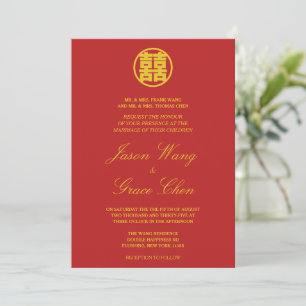 Chinese Wedding & Reception Double Happiness Invitation