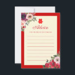 Chinese wedding red garden floral double happiness advice card<br><div class="desc">Realise your dream wedding with an oriental touch! You can customise the design by adding your names and wedding date etc. You are also welcome to reach out to me for any special design which is uniquely for you. Double happiness symbol and red decorations are the must have items for...</div>