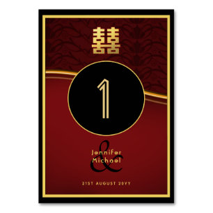Chinese Wedding Table Numbers Red Gold Named