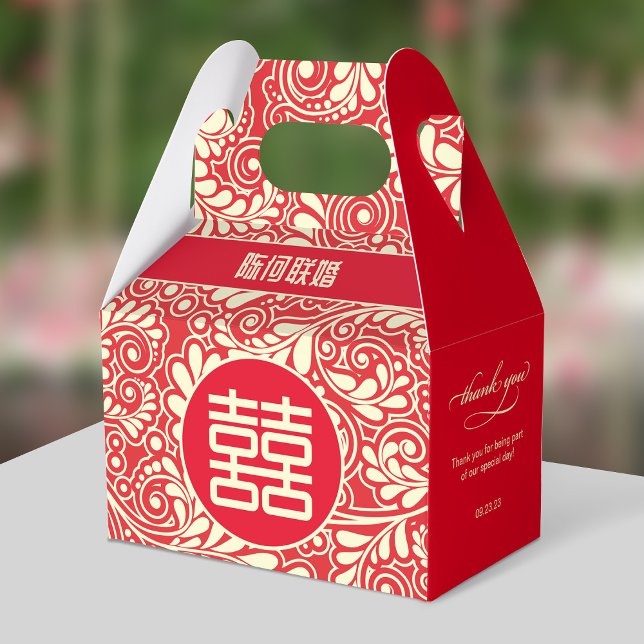 Chinese Wedding Thank You Favour Box (Bilingual) (CHINESE LAST NAMES SIDE)